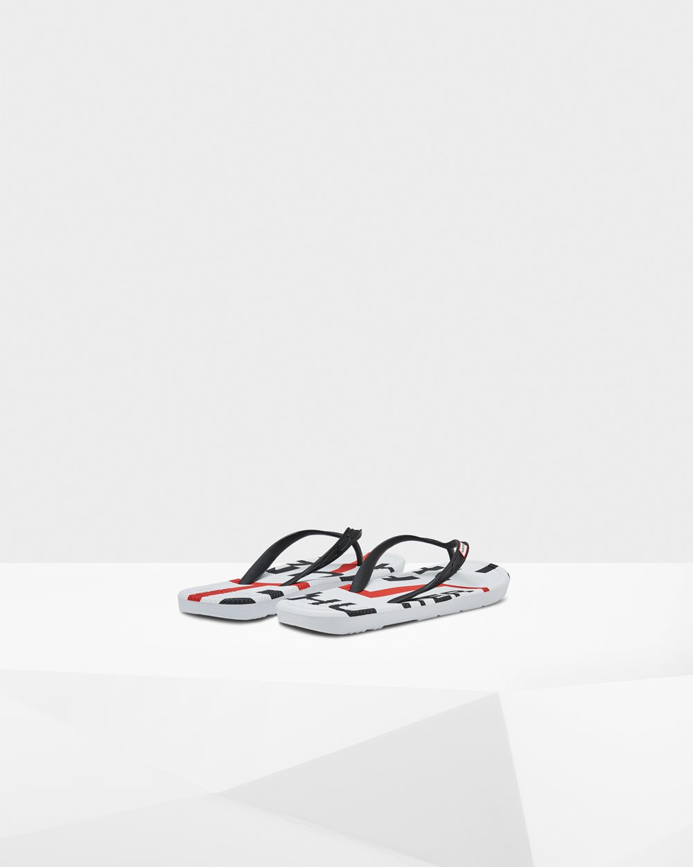 Hunter Original Exploded Logo Flip Flops - Online Womens Black - OVRBXS542